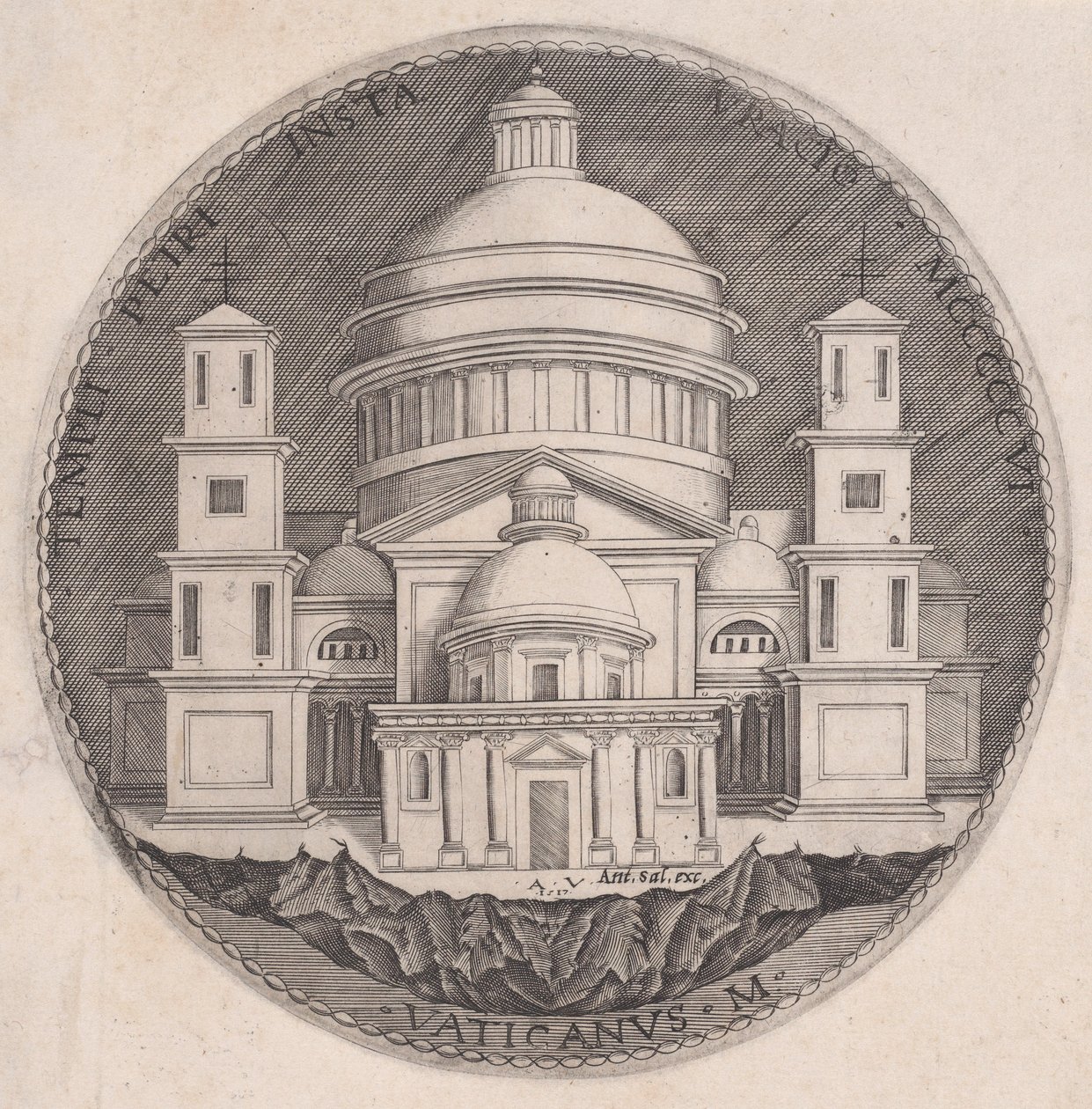 Petersdom, datiert 1517 von Agostino Veneziano