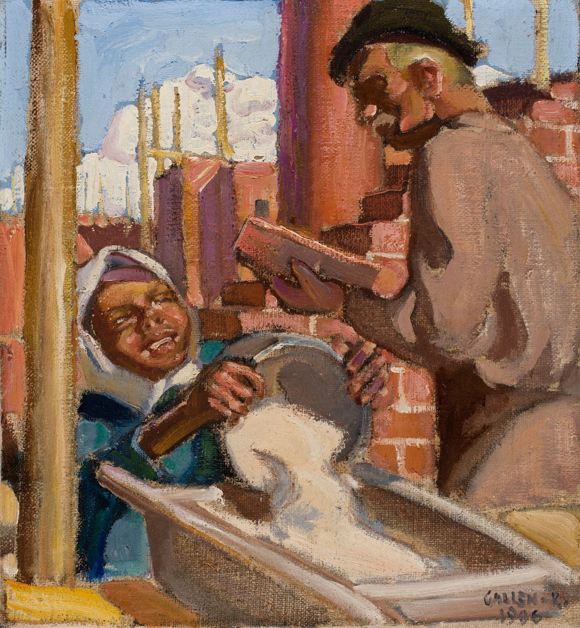 Auf einer Baustelle von Akseli Gallen-Kallela