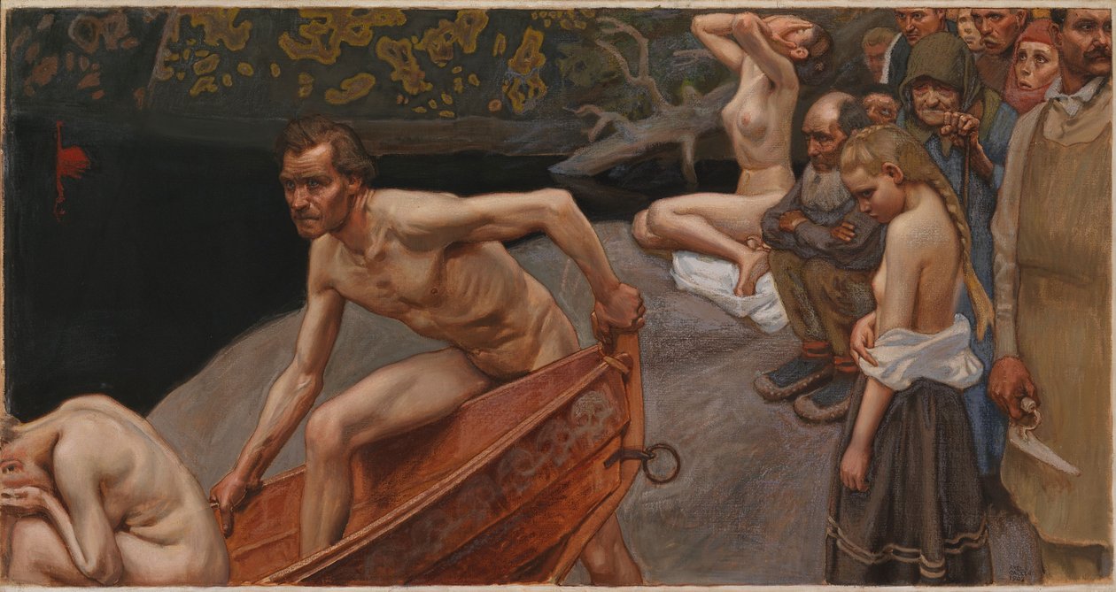 Am Fluss von Tuonela, Studie für die Jusélius-Mausoleum-Fresken von Akseli Gallen-Kallela