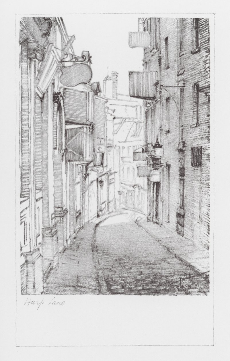 Londoner Gassen: Harp Lane (Litho) von Alan Stapleton