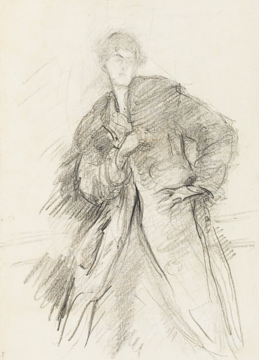 Studie einer Frau mit Mantel von Albert de Belleroche