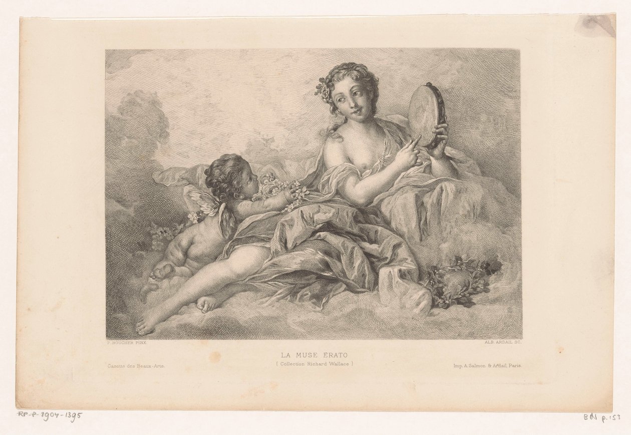 Muse Erato mit Putto und Tamburin von Albert Ardail