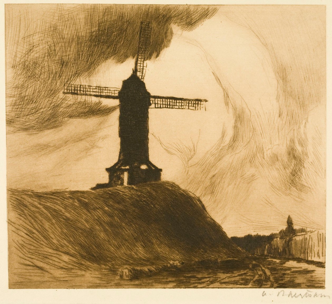 Mühle auf den Wällen I (Brügge) von Albert Baertsoen