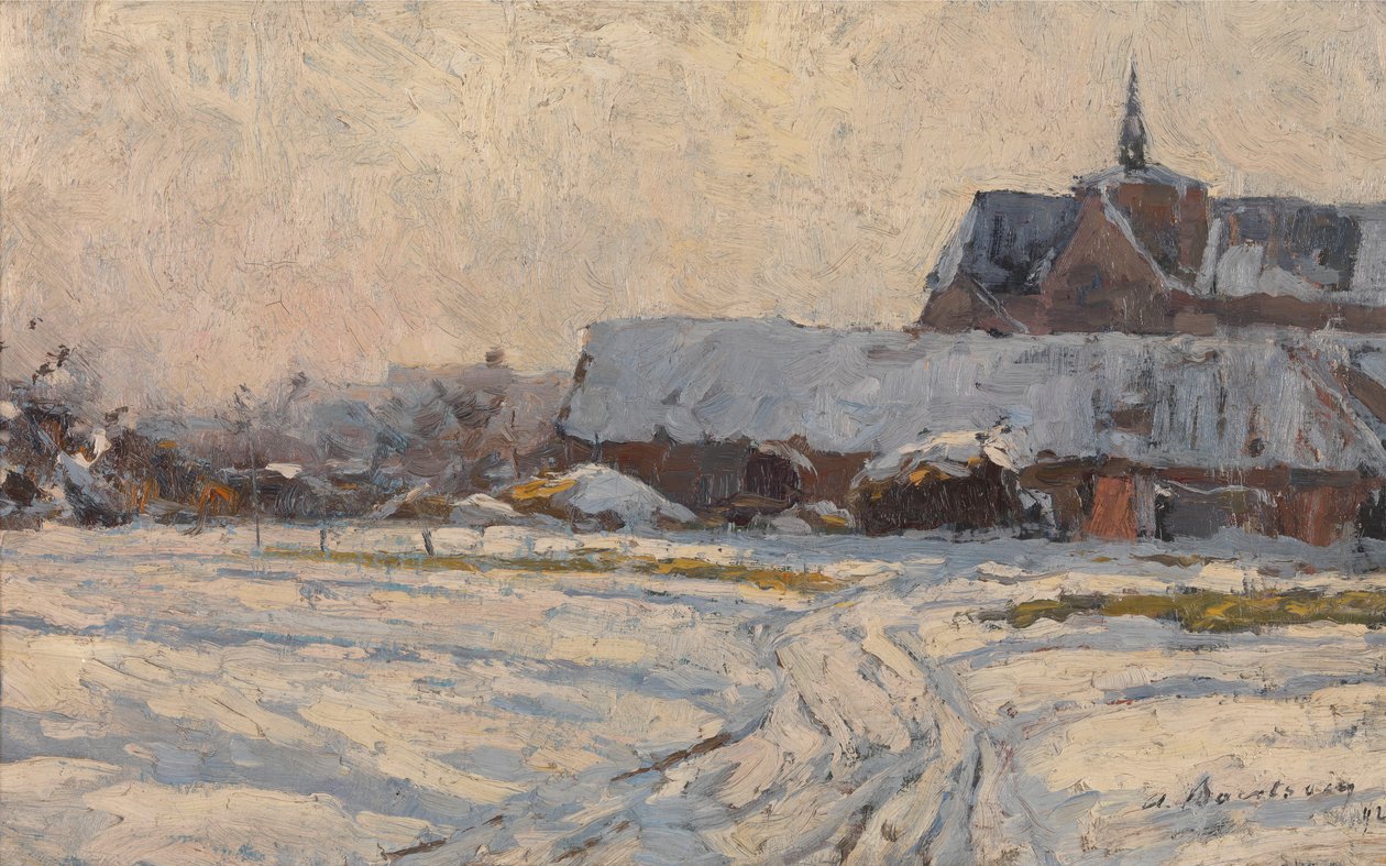 Schnee, nachmittags (Dorf unter dem Schnee) von Albert Baertsoen