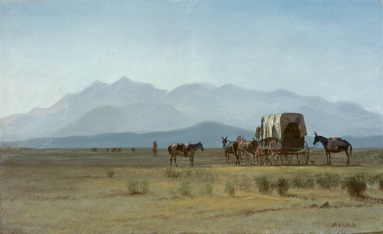 Vermessungswagen in den Rockies, um 1859 von Albert Bierstadt