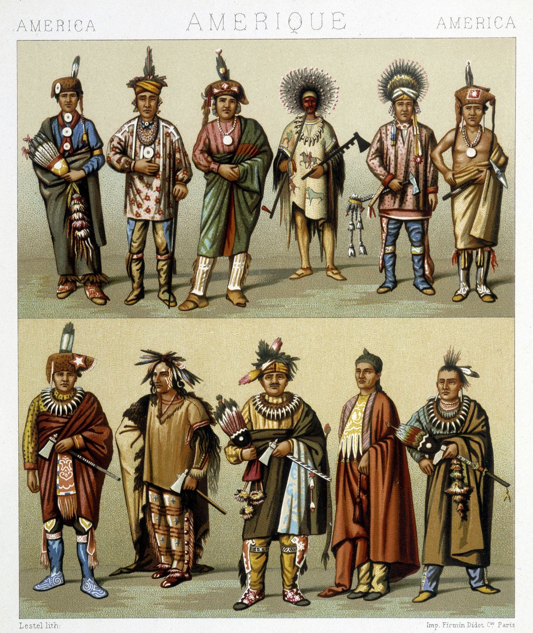 Kostüm des Pins rouge. Illustration in „Le costume historique“ von Racinet von Albert Charles August Racinet