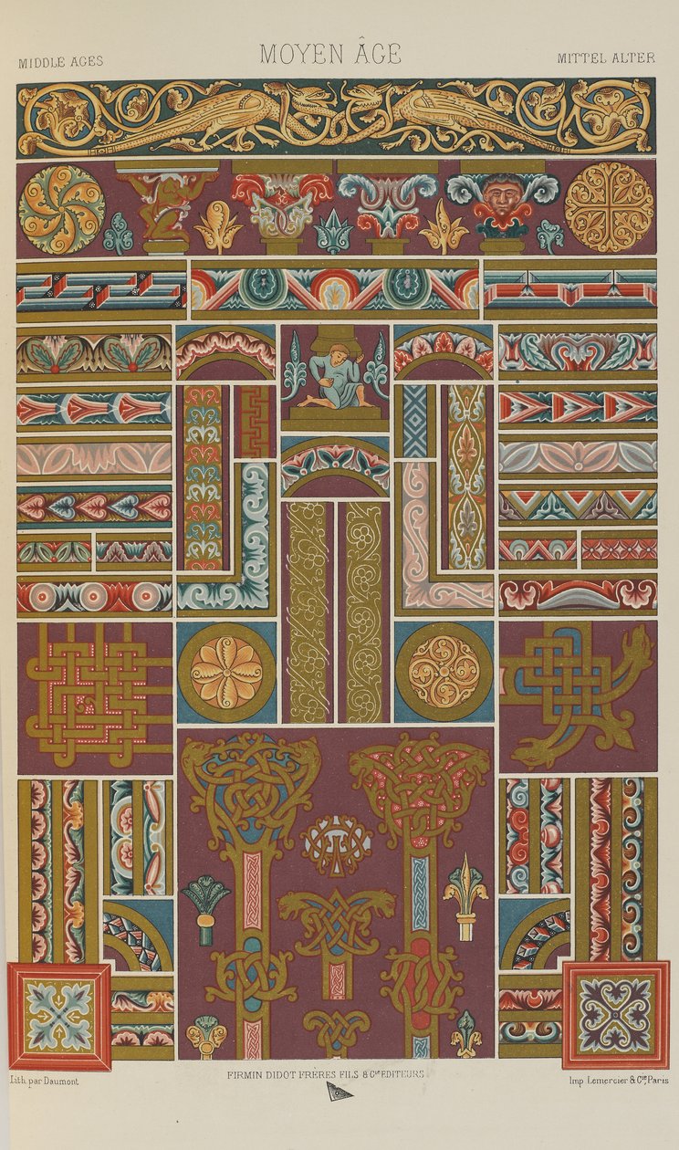 Mittelalter, Tafel 40 aus Polychromer Schmuck: Einhundert Tafeln in Gold, Silber und Farben, 1873 von Albert Charles August Racinet