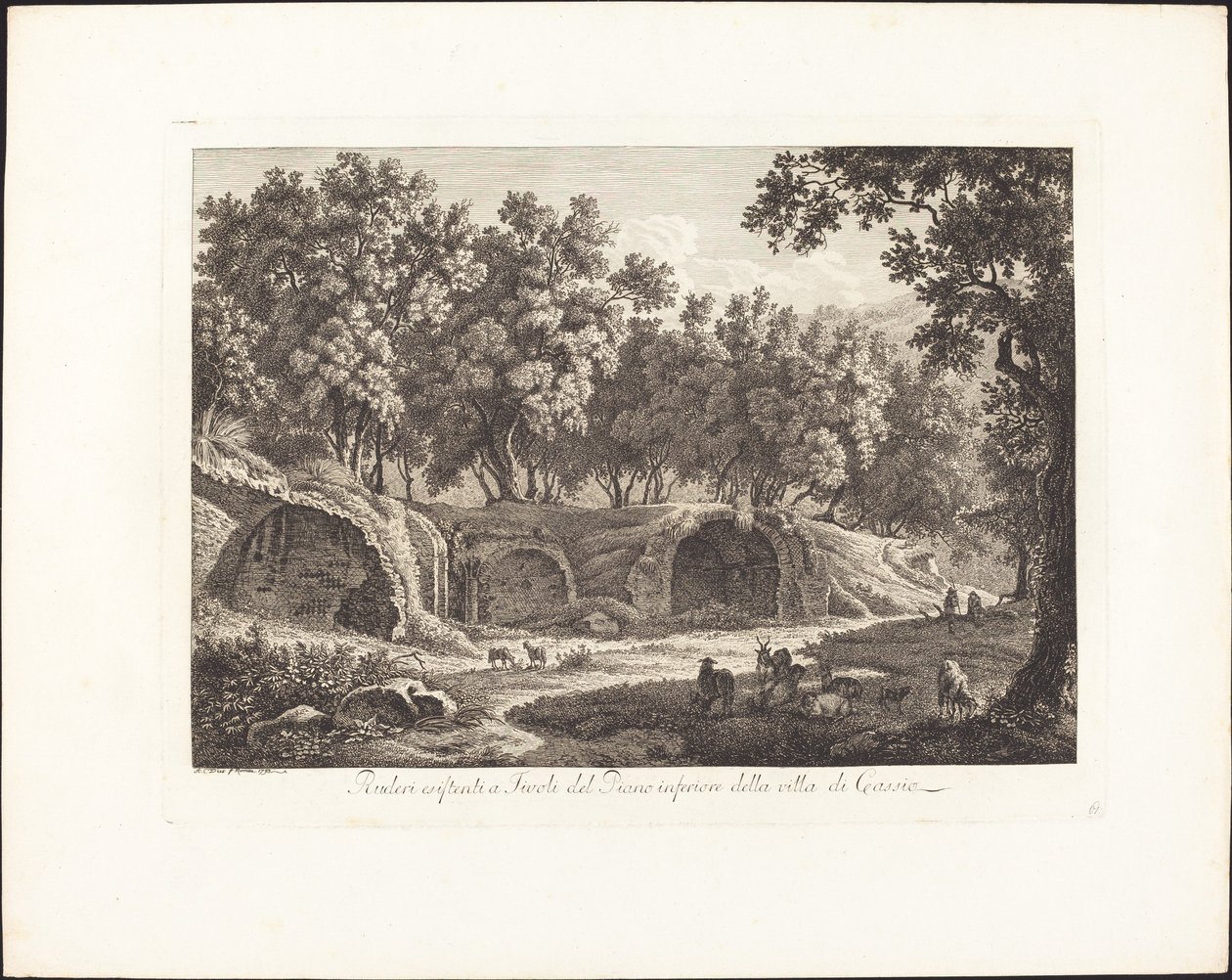 Ruinen in Tivoli vom unteren Stockwerk der Villa von Cassio von Albert Christoph Dies
