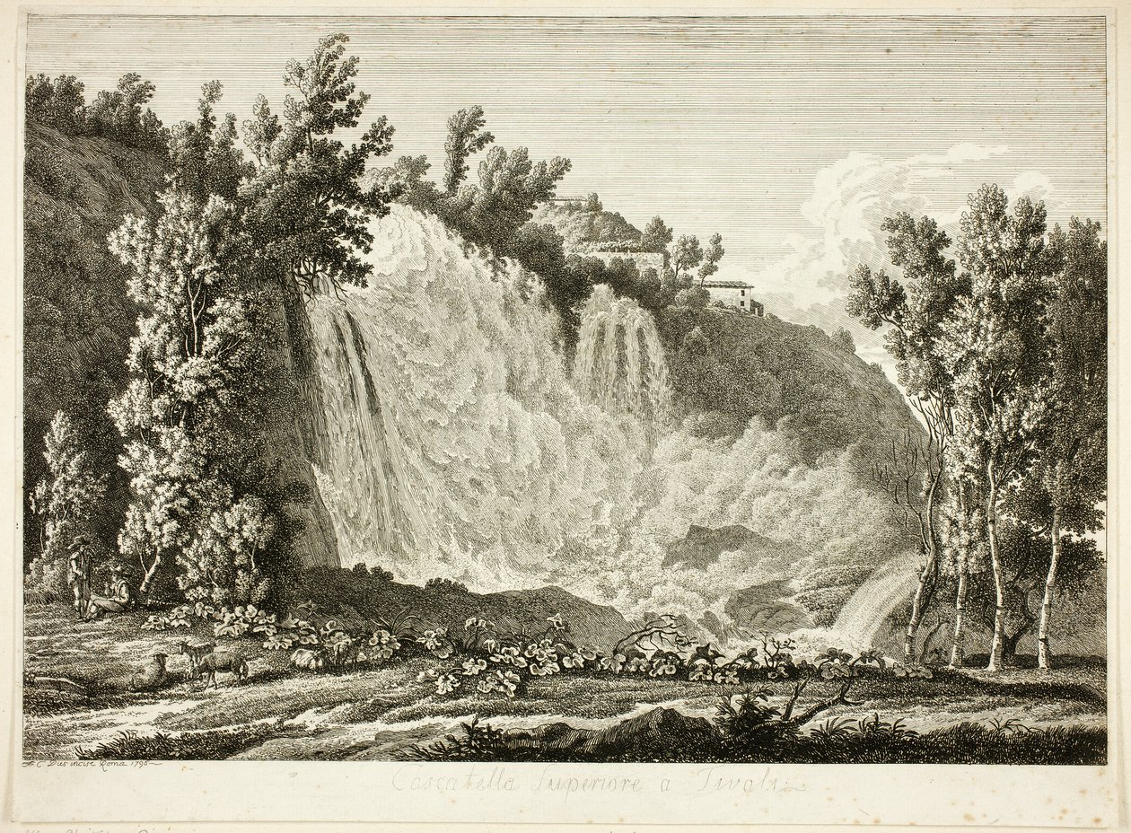 Wasserfall über Tivoli, aus Malerisch radierte Prospekte aus Italien von Albert Christoph Dies