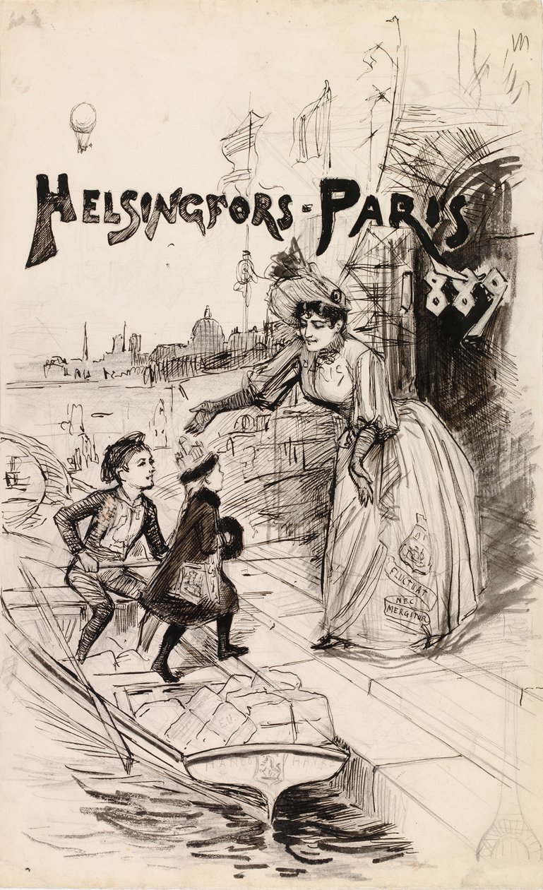 Titelillustration für die Kunstpublikation "Helsingfors - Paris 1889" von Albert Edelfelt