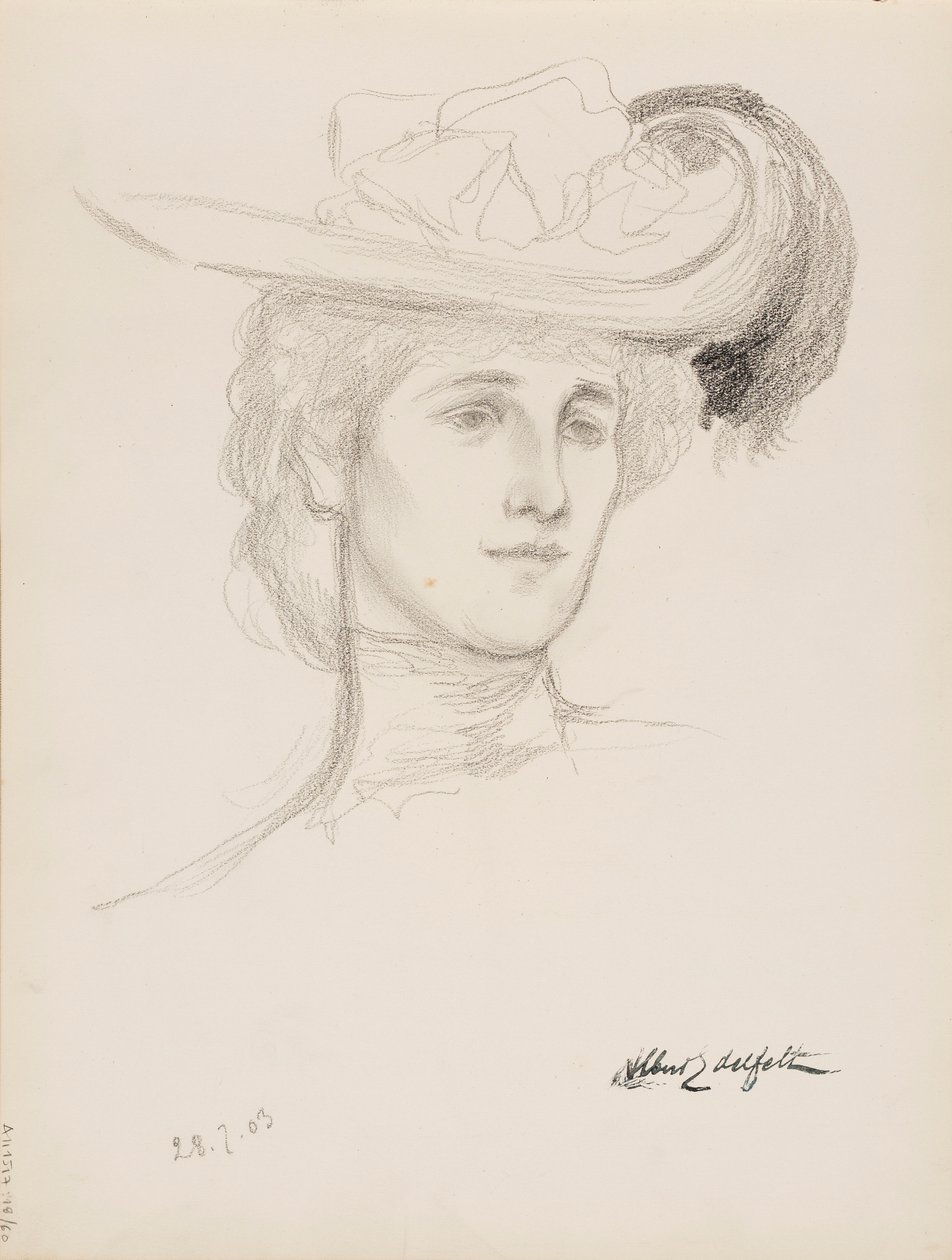 Frau mit Hut (Mme Flore Deschamps?) von Albert Edelfelt