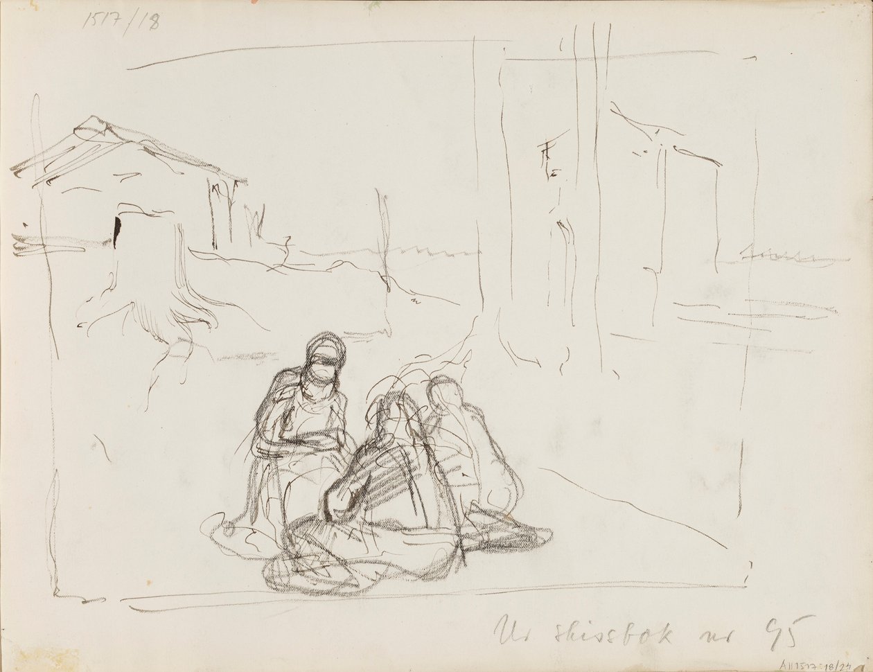 Figurenskizzen in der Landschaft von Albert Edelfelt