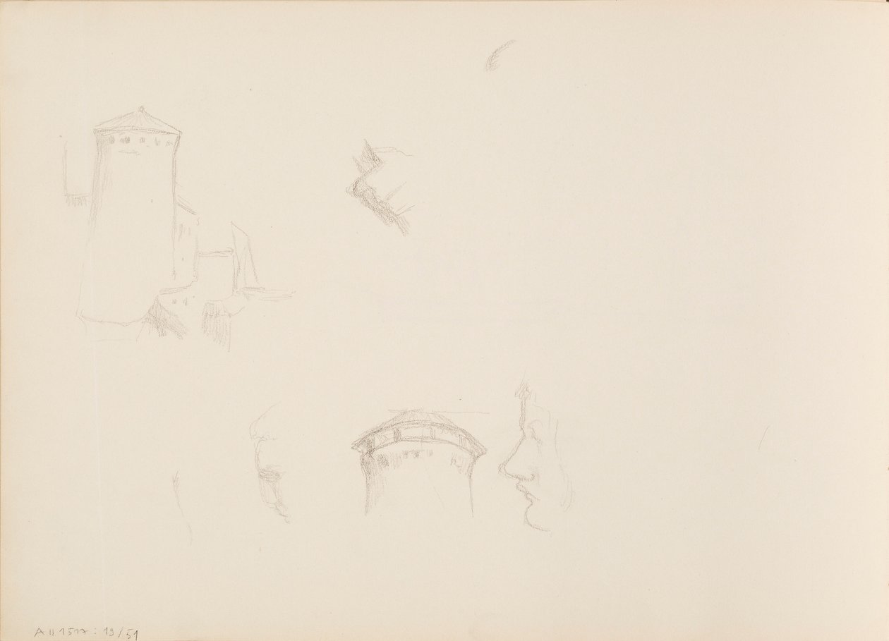 Gesichtsskizzen, Turm von Savonlinna von Albert Edelfelt
