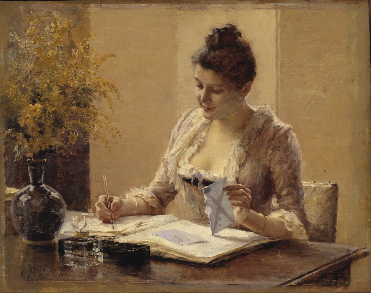 Dame, die einen Brief schreibt von Albert Edelfelt