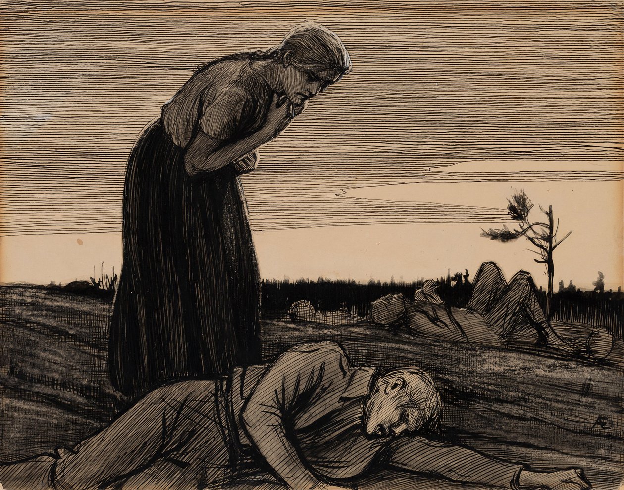 Auf dem Schlachtfeld aus dem Gedicht Das Hüttenkind von Albert Edelfelt