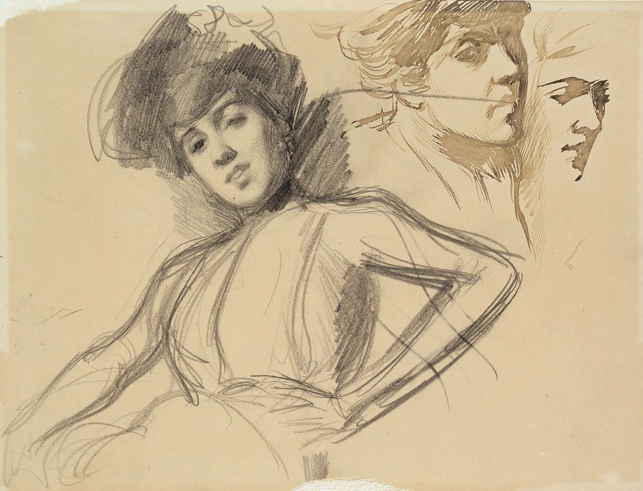 Drei Studien für ein Porträt von Albert Edelfelt
