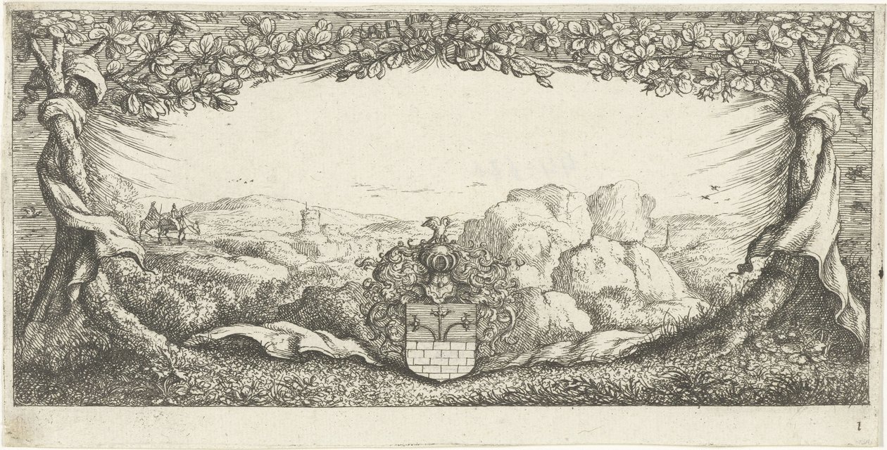 Kartusche mit Landschaft von Albert Flamen