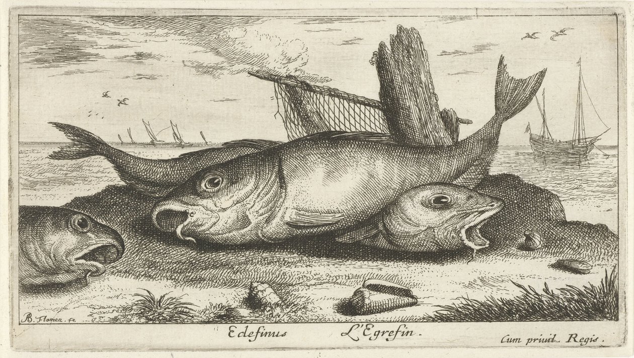 Drei Schellfische am Strand von Albert Flamen