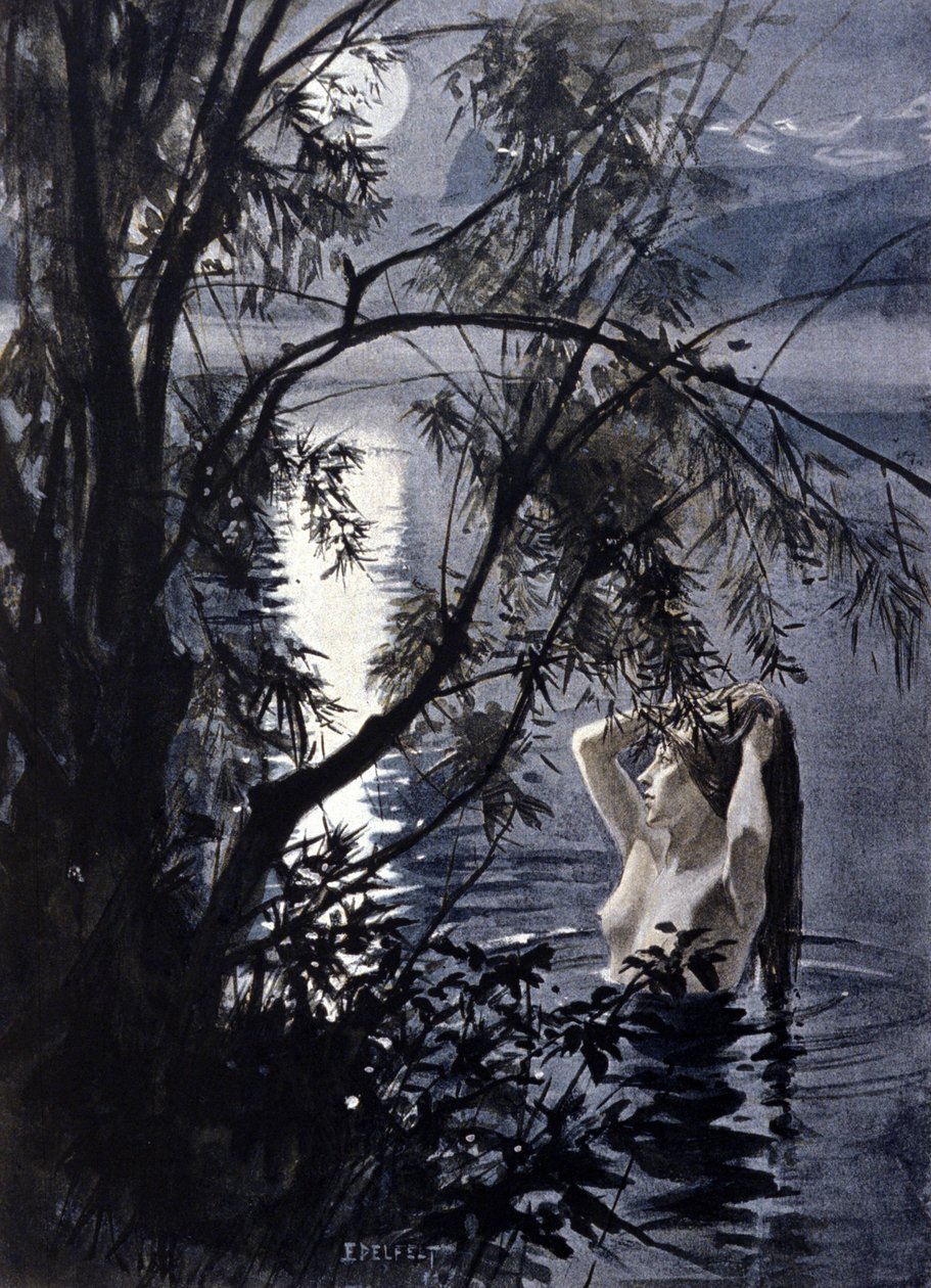 Darstellung einer Ondine, aquatische Nymphe der germanischen Mythologie (Illustration von Albert Edelfelt) von Albert Gustaf Aristides Edelfelt