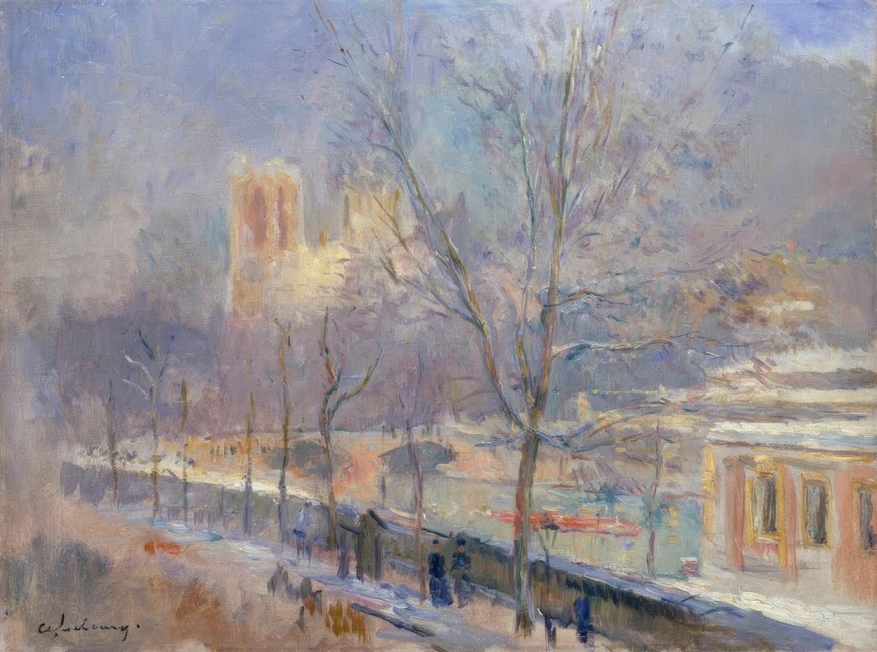 Notre-Dame de Paris vue du quai de la Tournelle, effet de n von Albert Lebourg