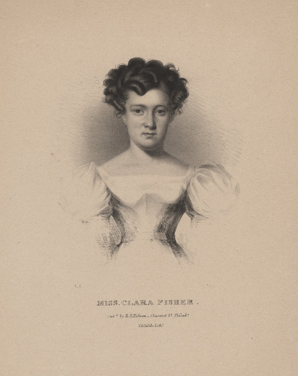 Miss Clara Fisher, Lithographie von C.G. Childs, 1830 von Albert Newsam