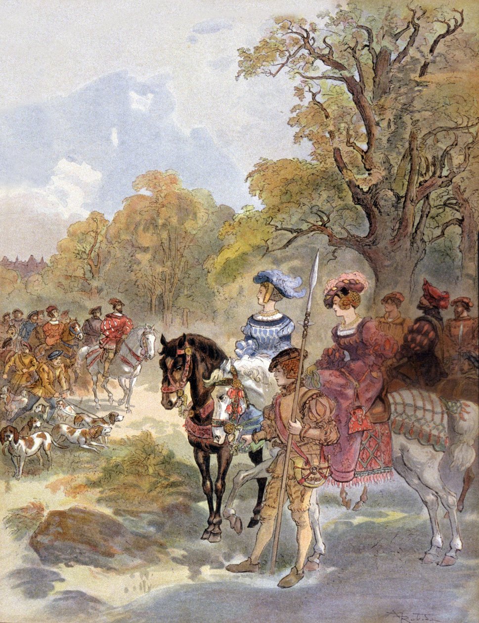 Französischer König Franz I. (1494-1547) Illustration von Albert Robida (1909) von Albert Robida