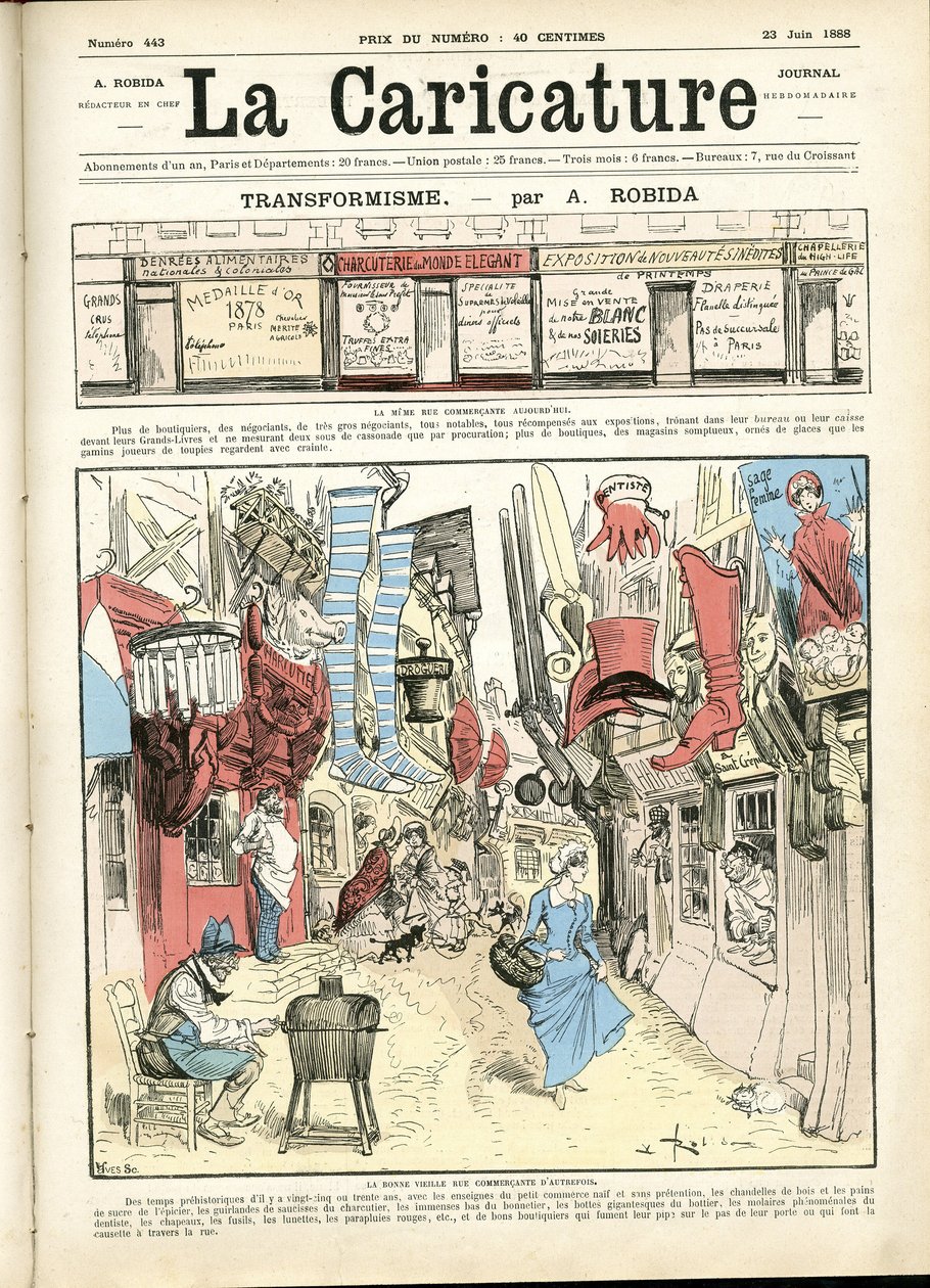 Illustration von Albert Robida (1848-1926) für das Cover von La Caricature (1880) von Albert Robida