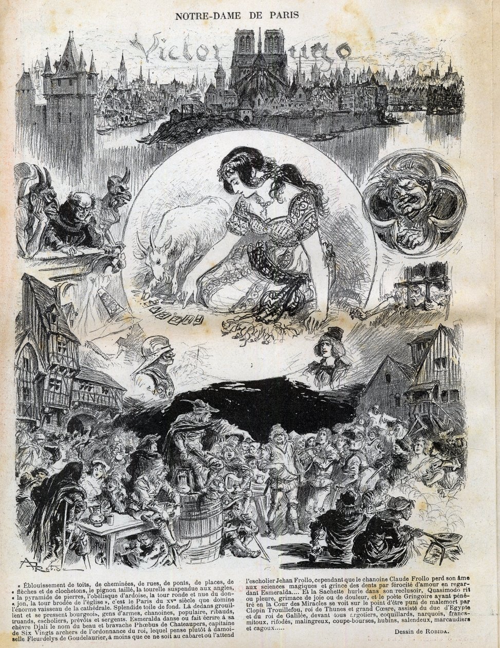 Notre Dame de Paris von Victor Hugo (1802-1885) Zeichnung von Albert Robida (1848-1926) in „Le rire“ von 1902 von Albert Robida