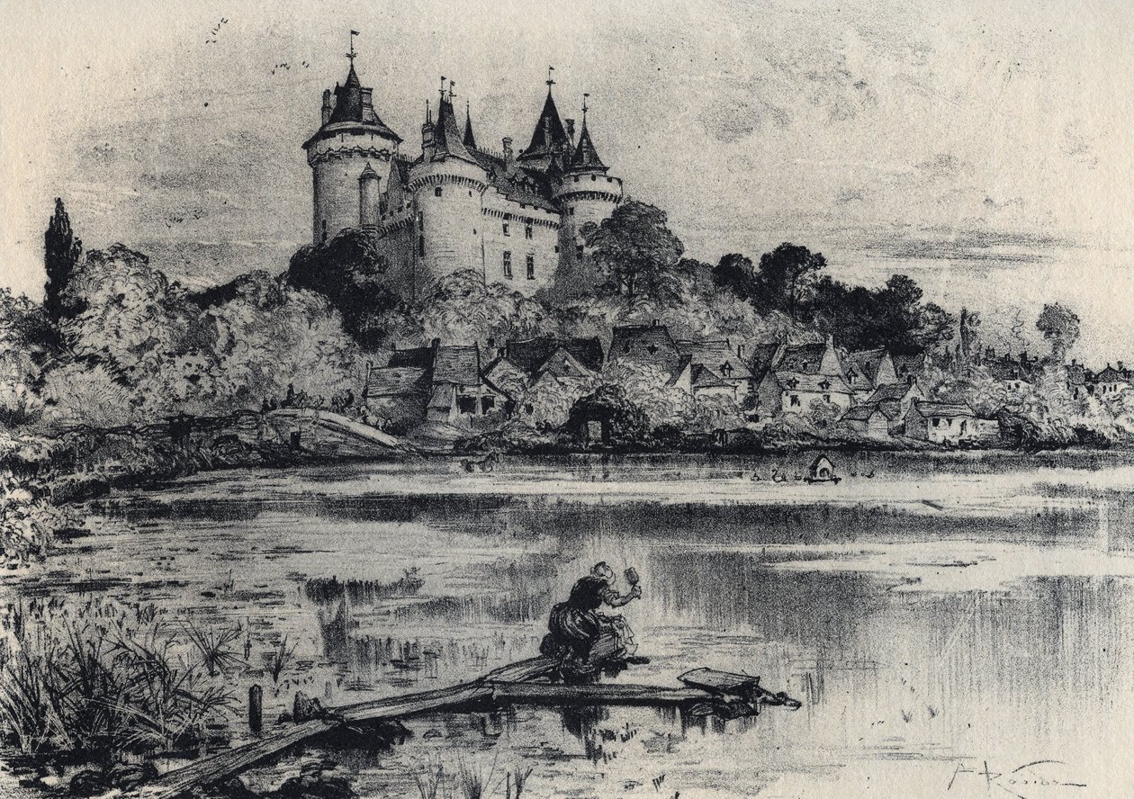 Das Schloss von Combourg in Ille-et-Vilaine - Altes Frankreich - Bretagne - Text, Zeichnungen und Lithografien von Albert Robida (1848-1926) undatiert, spätes 19. Jahrhundert von Albert Robida