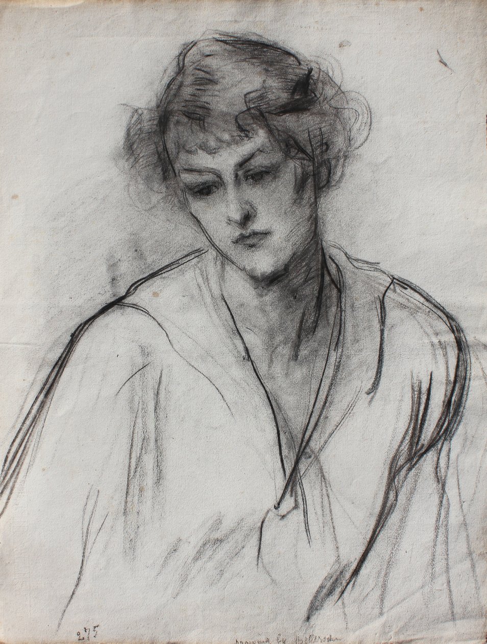 Halbporträt eines jungen Mädchens, das sich nach vorne lehnt, ca. 1910 von Albert de Belleroche