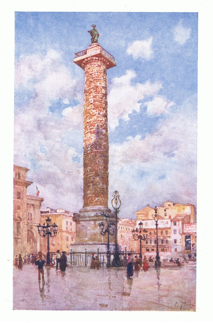 Säule des Marcus Aurelius, Piazza Colonna, aus Rom veröffentlicht von A & C Black Ltd, 1925 von Alberto Pisa