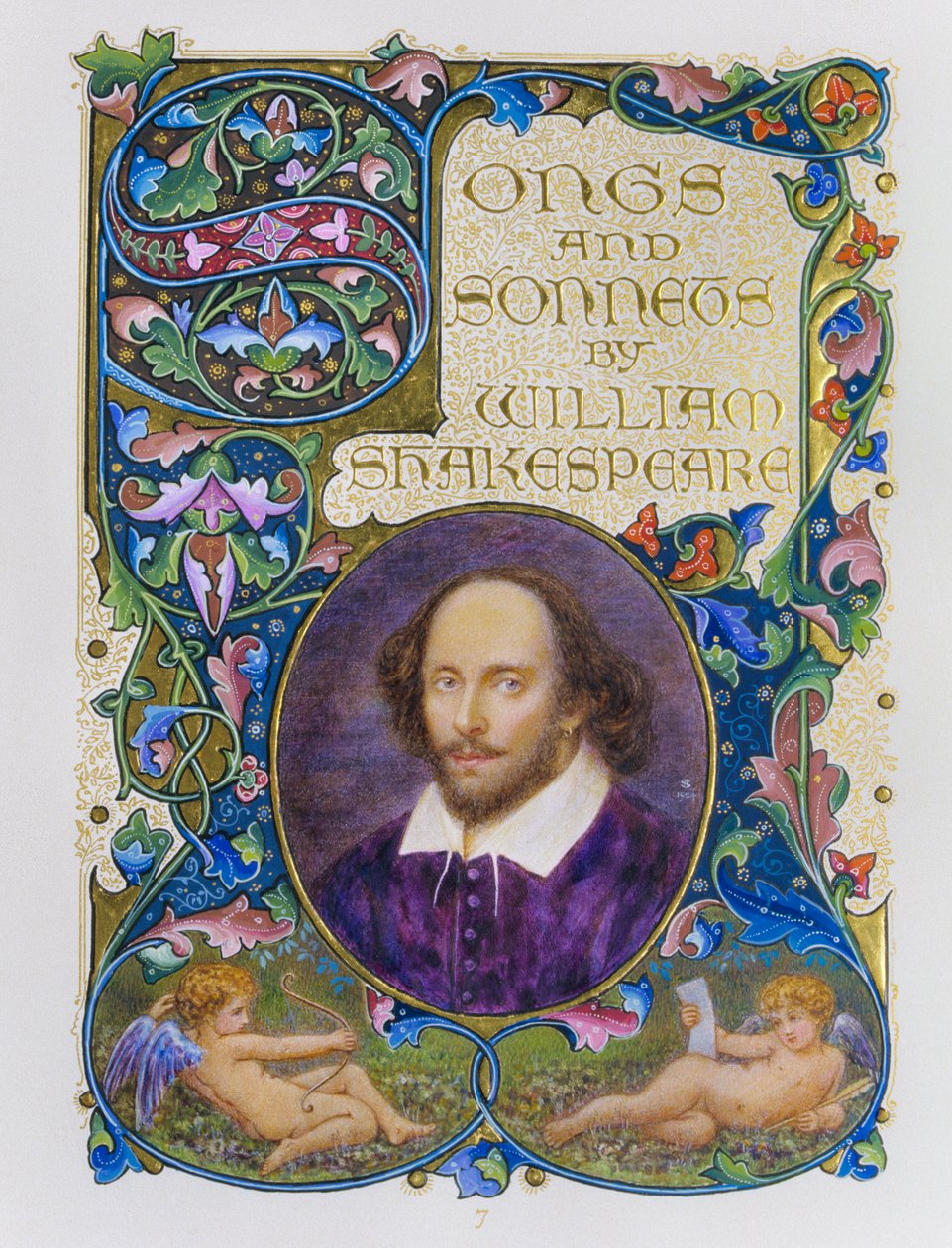 Buch-Frontispiz mit feinem Farbporträt von William Shakespeare von Künstler Alberto Sangorski von Alberto Sangorski