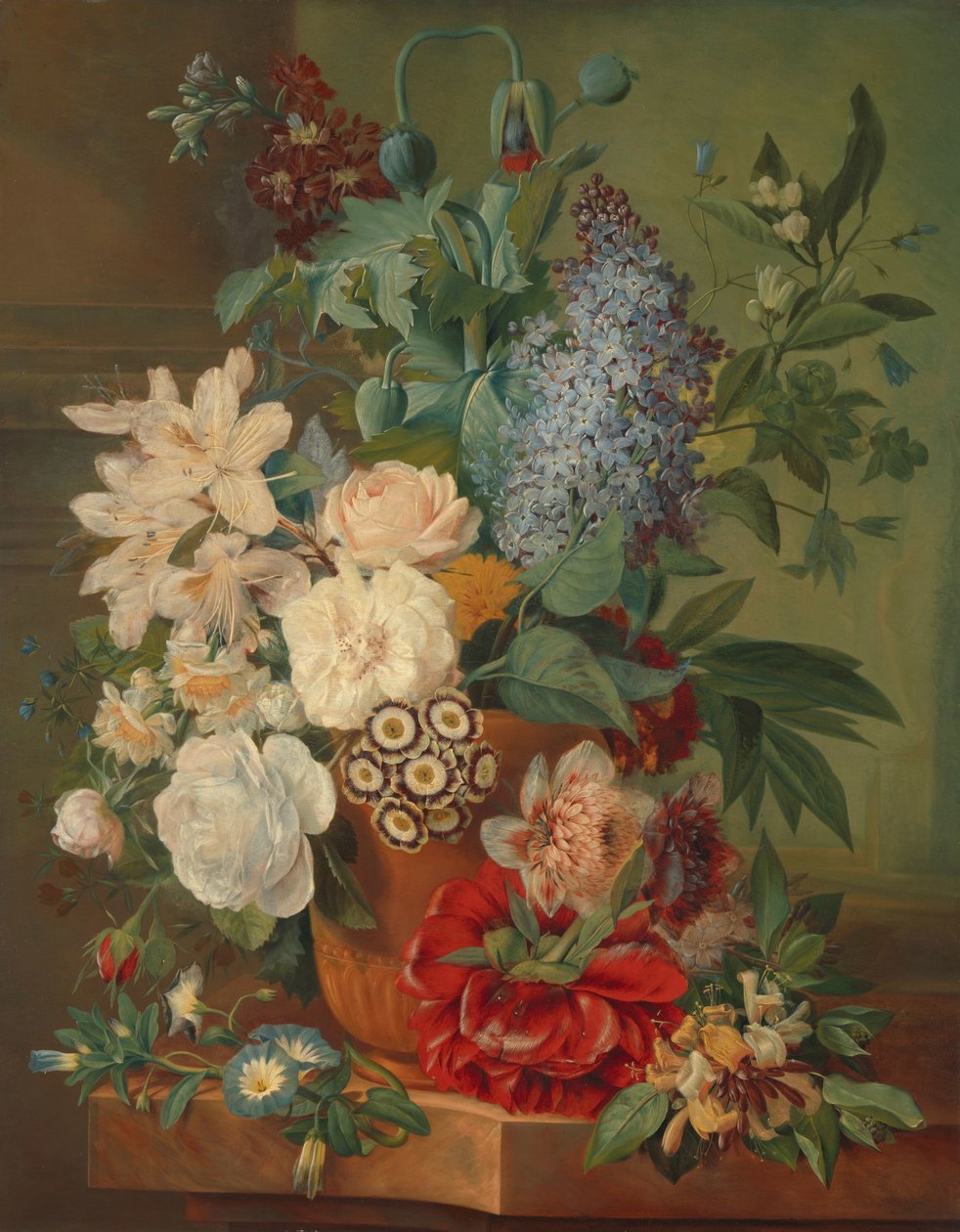 Blumen in einer Terrakottavase von Albertus Jonas Brandt