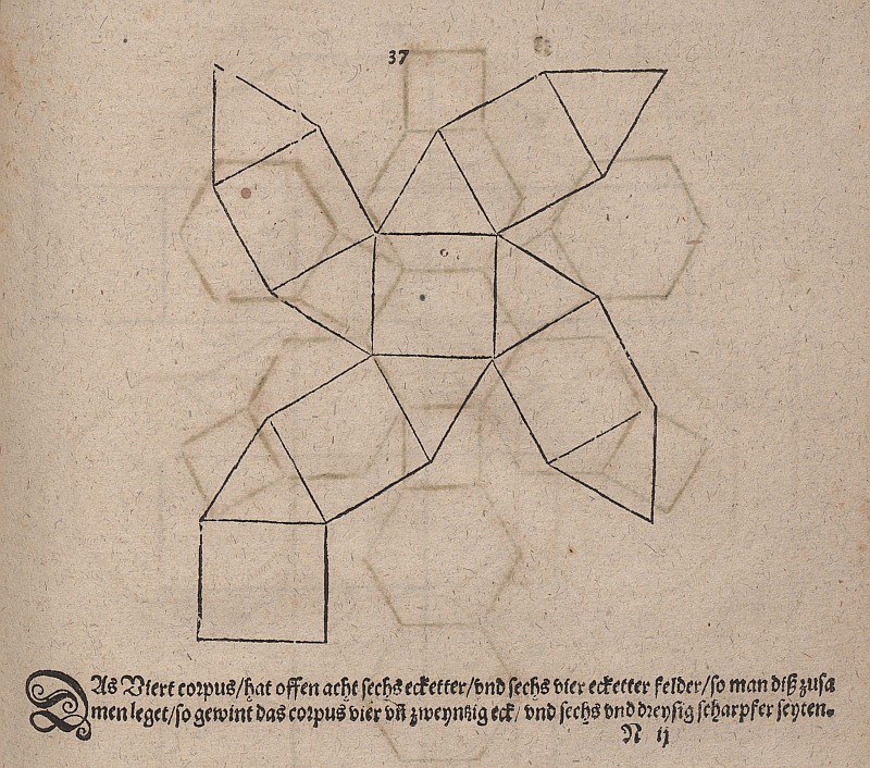 Netzabwicklung eines Kubooktaeders von Albrecht Dürer
