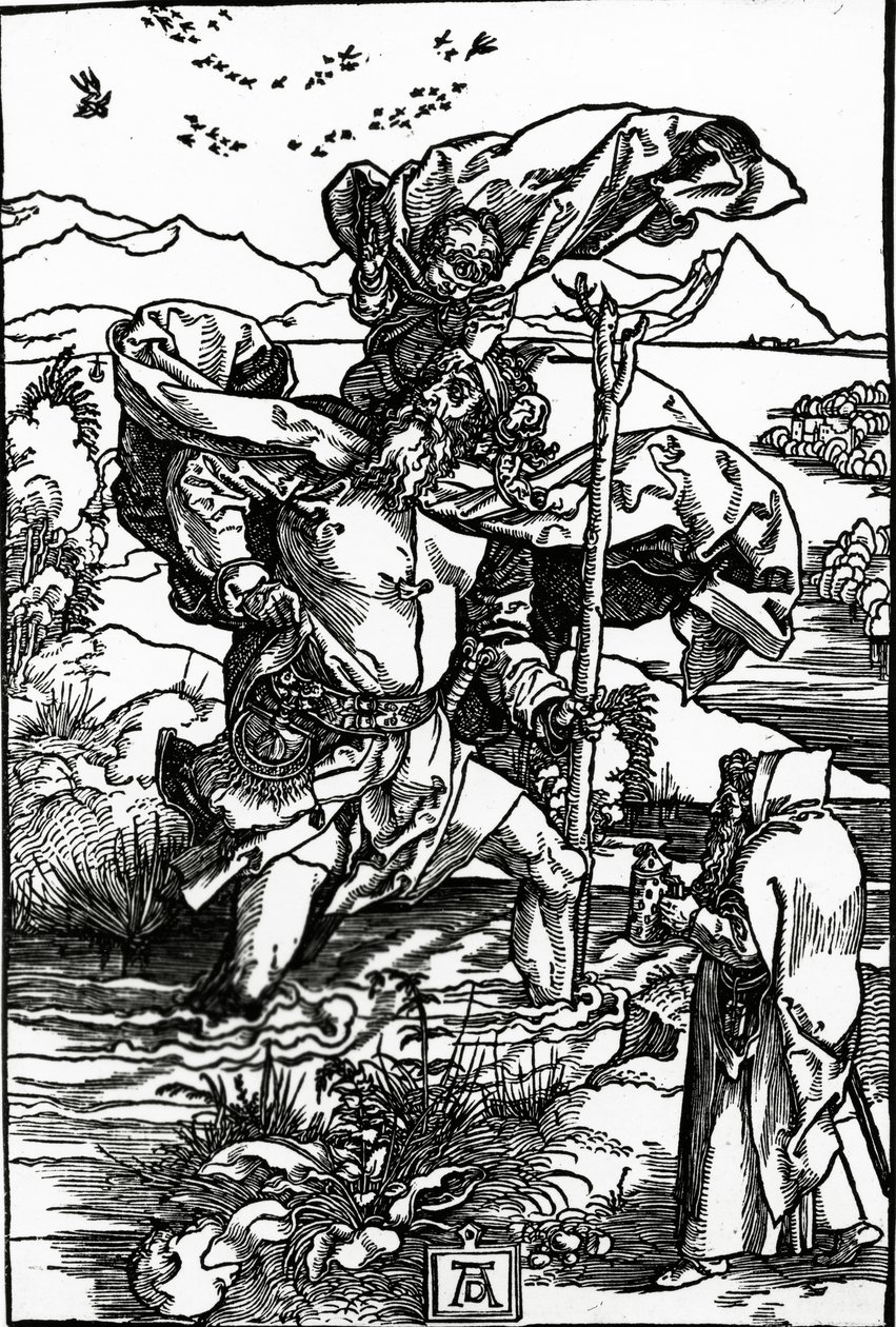 St. Christophorus mit dem Vogelflug, ca. 1503-4 von Albrecht Dürer