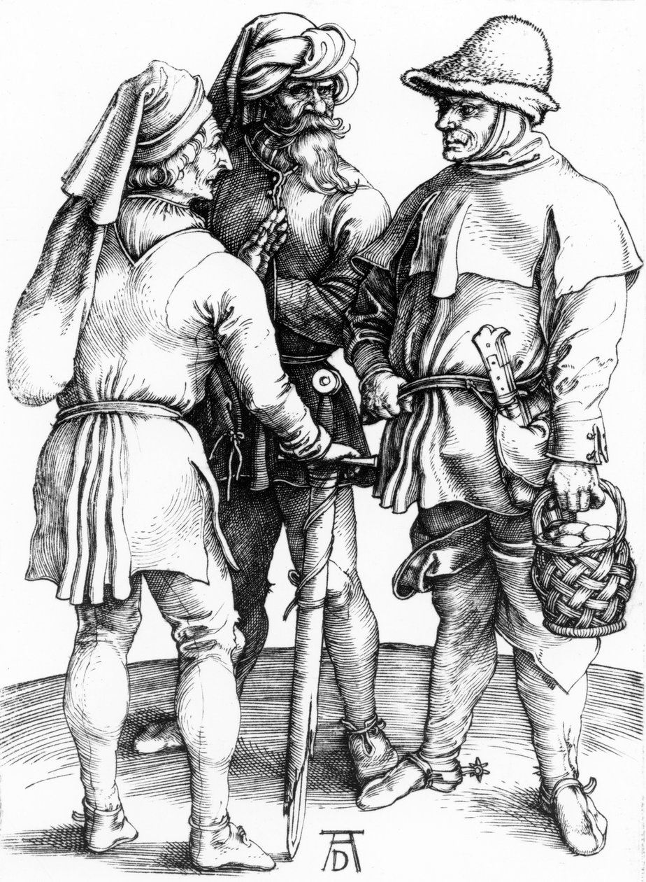 Drei Bauern im Gespräch von Albrecht Dürer