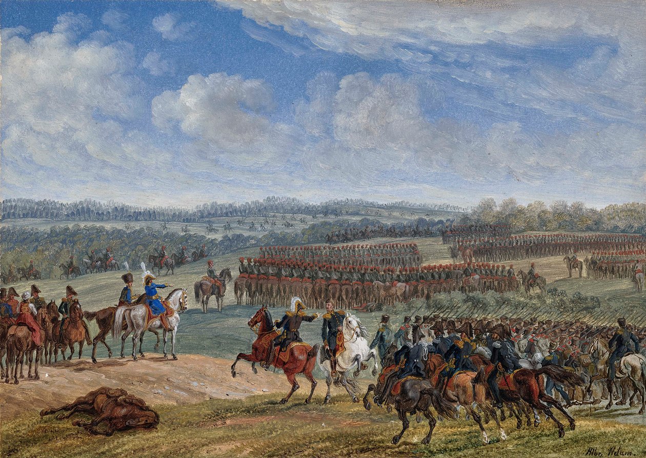 Die Schlacht bei Ostrovno am Morgen des 26. Juli 1812, 1855 von Albrecht Adam