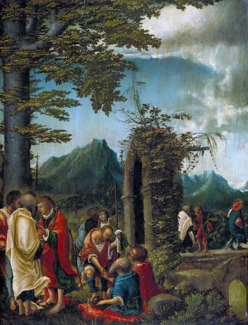 Der Abschied der Apostel in waldiger Landschaft von Albrecht Altdorfer