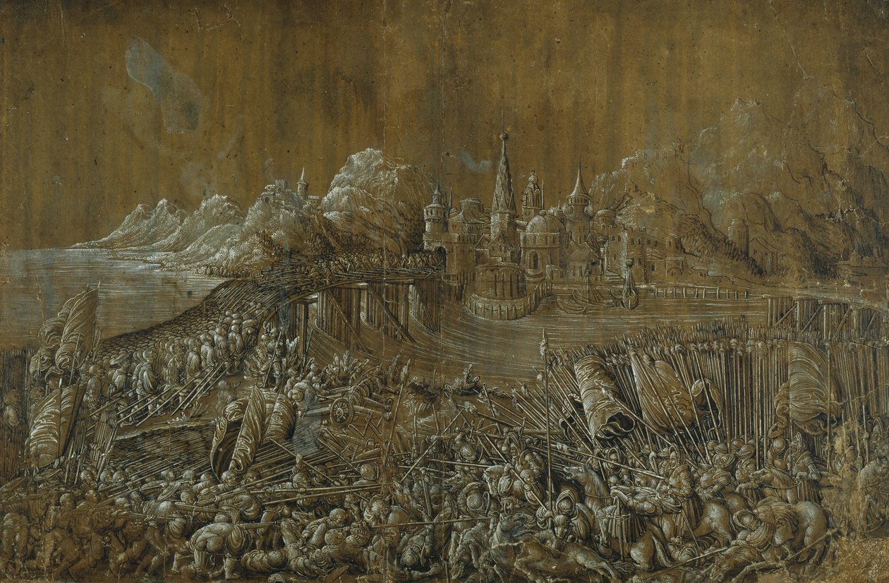 Landsknechte, Schlacht auf einer Brücke von Albrecht Altdorfer