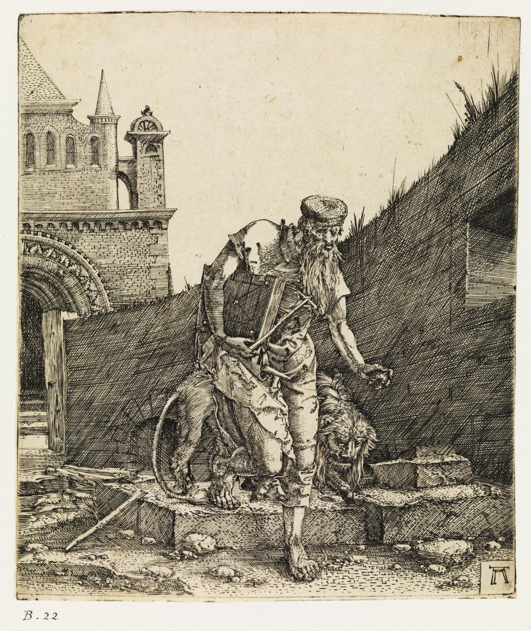 Heiliger Hieronymus spaziert auf einem Kirchhof, vor 1519 von Albrecht Altdorfer