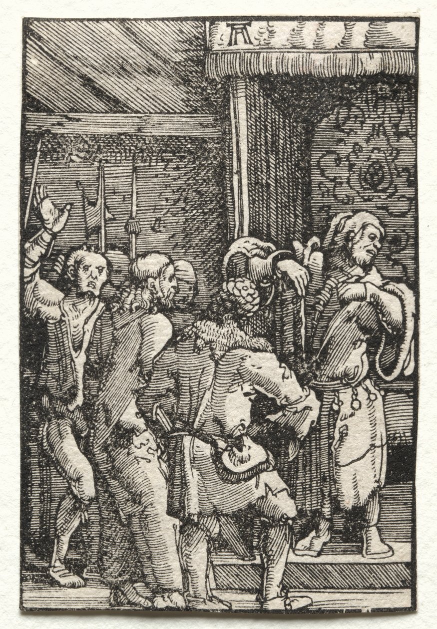 Der Fall und die Erlösung des Menschen: Christus vor Kaiphas, um 1515 von Albrecht Altdorfer