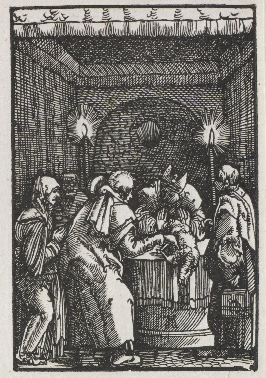 Der Fall und die Erlösung des Menschen: Joachims Opfer wird vom Hohepriester abgelehnt, ca. 1515 von Albrecht Altdorfer