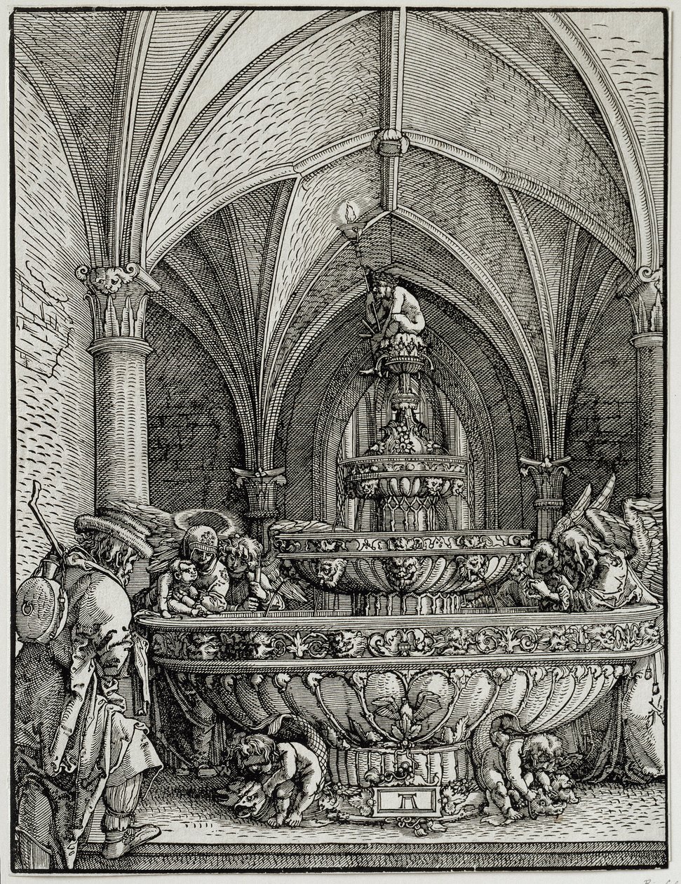 Die Heilige Familie an der Quelle. Gravur von Albrecht Altdorfer. Louvre Museum von Albrecht Altdorfer