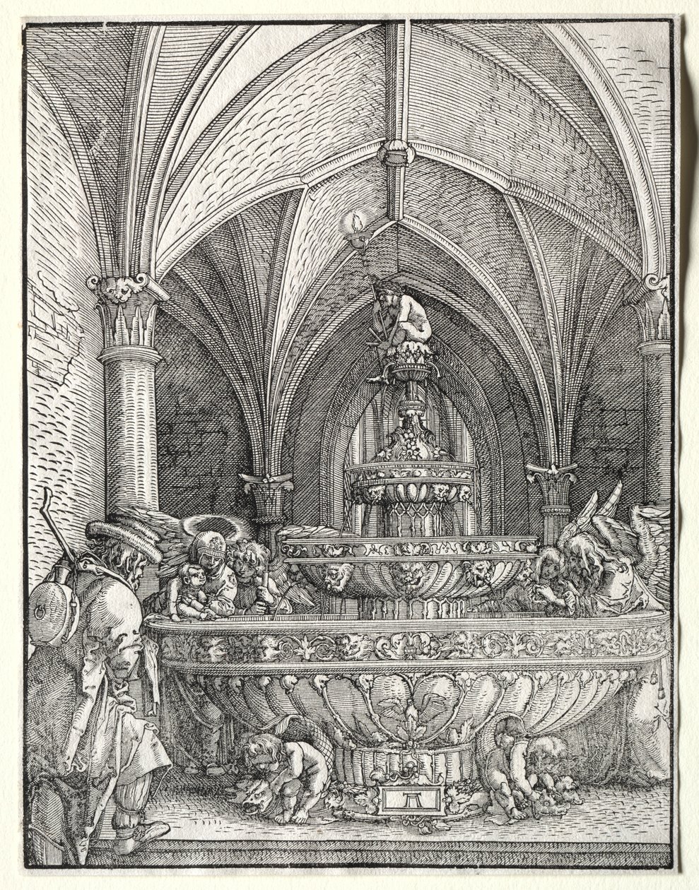 Die Heilige Familie auf der Flucht nach Ägypten an einem Brunnen, ca. 1520 von Albrecht Altdorfer