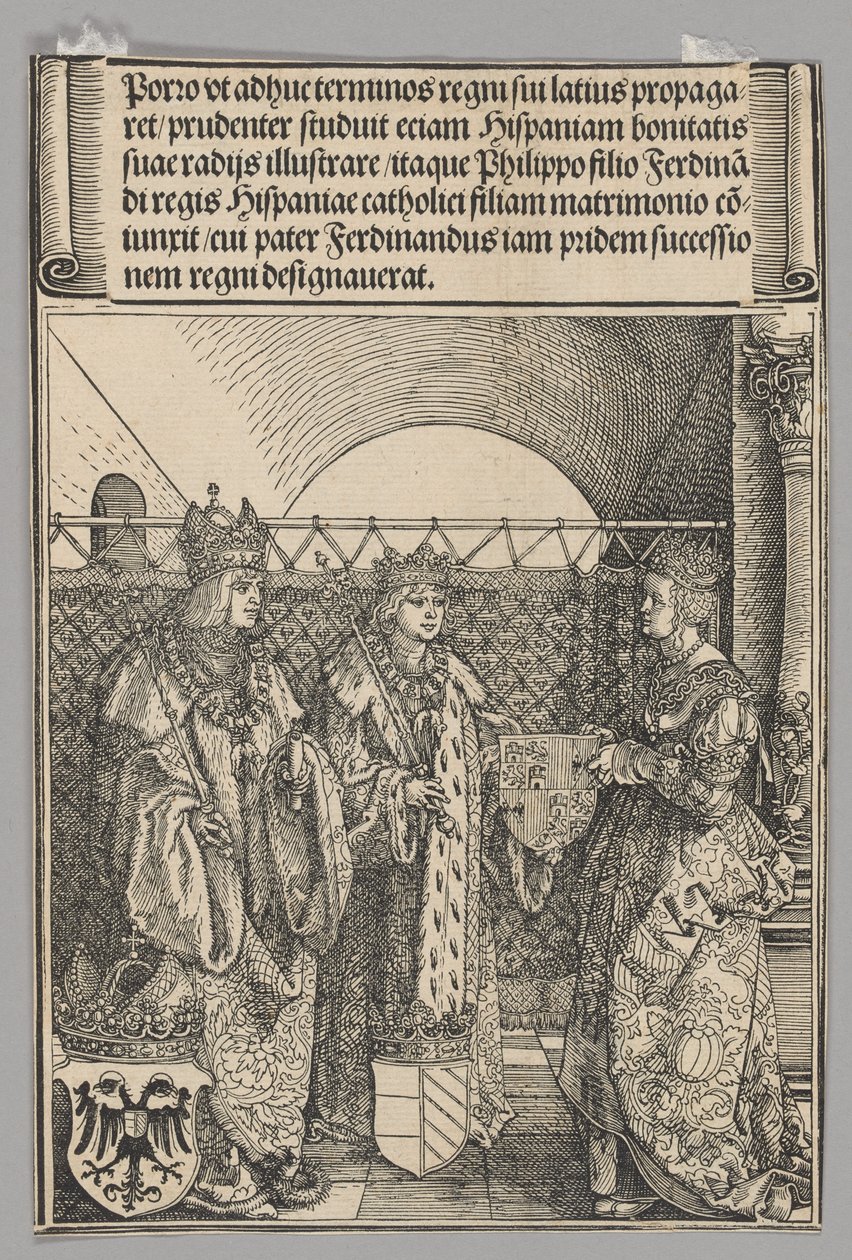 Verlobung von Philipp mit Johanna, Platte 15 aus Historische Szenen aus dem Leben von Kaiser Maximilian I. aus dem Triumphbogen von Albrecht Dürer
