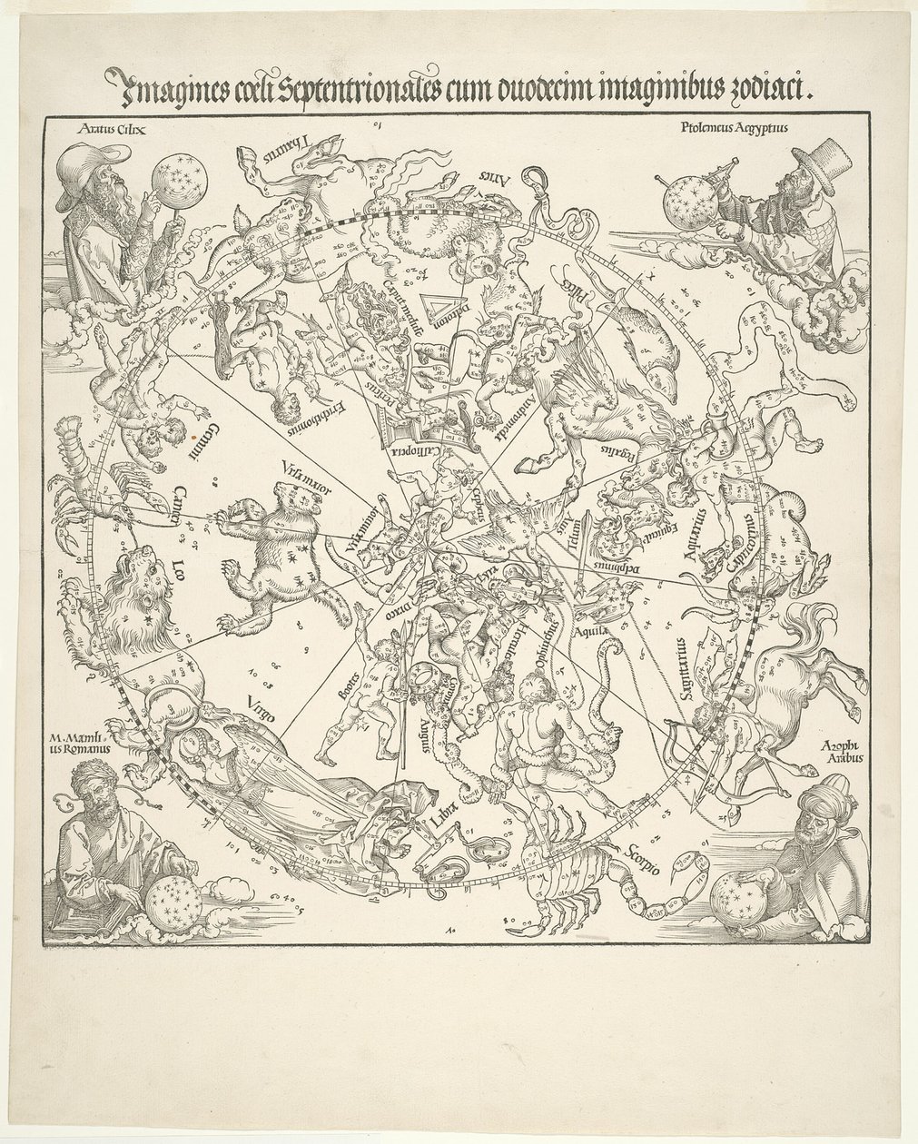 Himmelskarte des nördlichen Himmels (Imagines coeli septentrionalis) von Albrecht Dürer