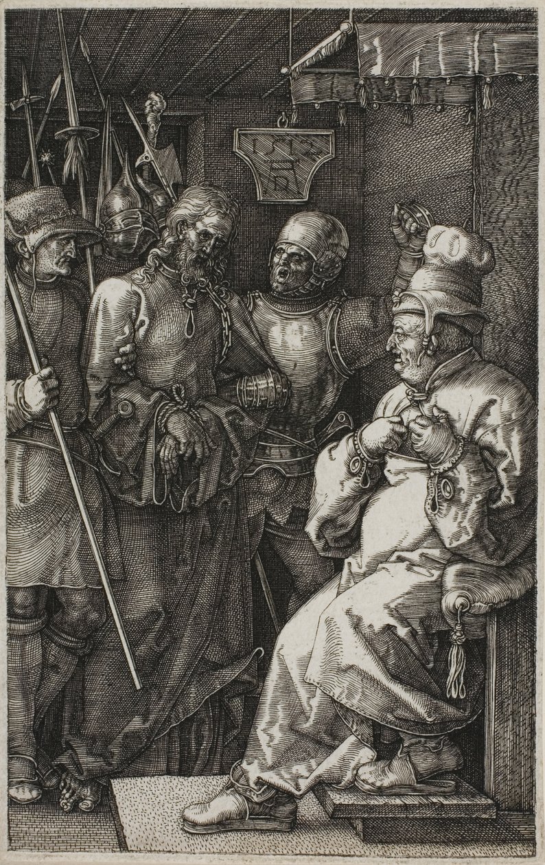 Christus vor Kaiphas, aus Die gravierte Passion von Albrecht Dürer