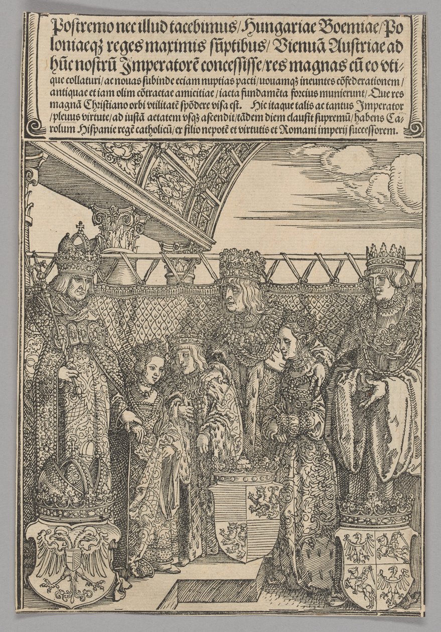 Kongress und Doppelhochzeit in Wien, Platte 23 aus Historische Szenen aus dem Leben von Kaiser Maximilian I. vom Triumphbogen von Albrecht Dürer