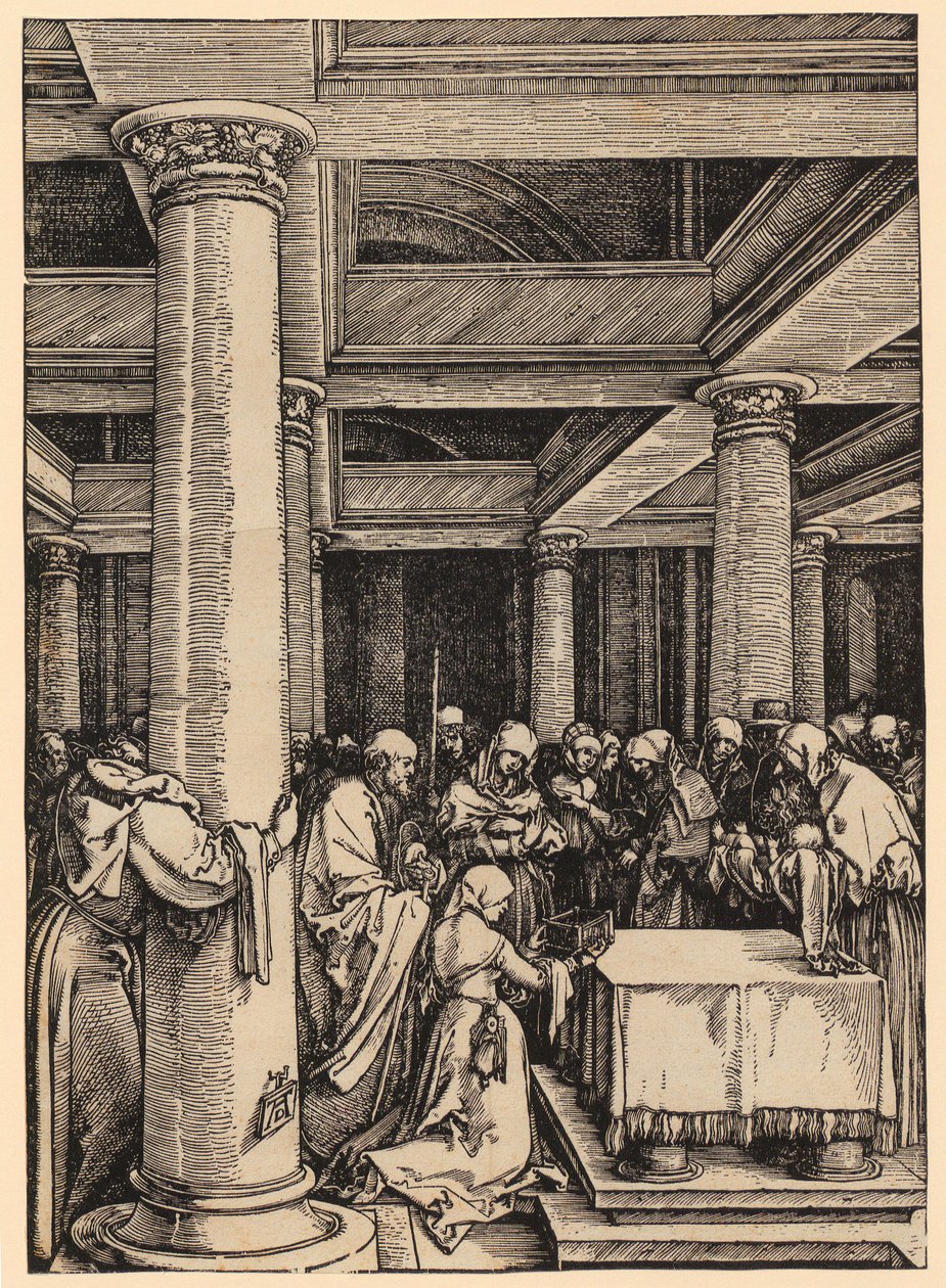 Darstellung im Tempel, Blatt 13 der Folge "Das Marienleben" von Albrecht Dürer