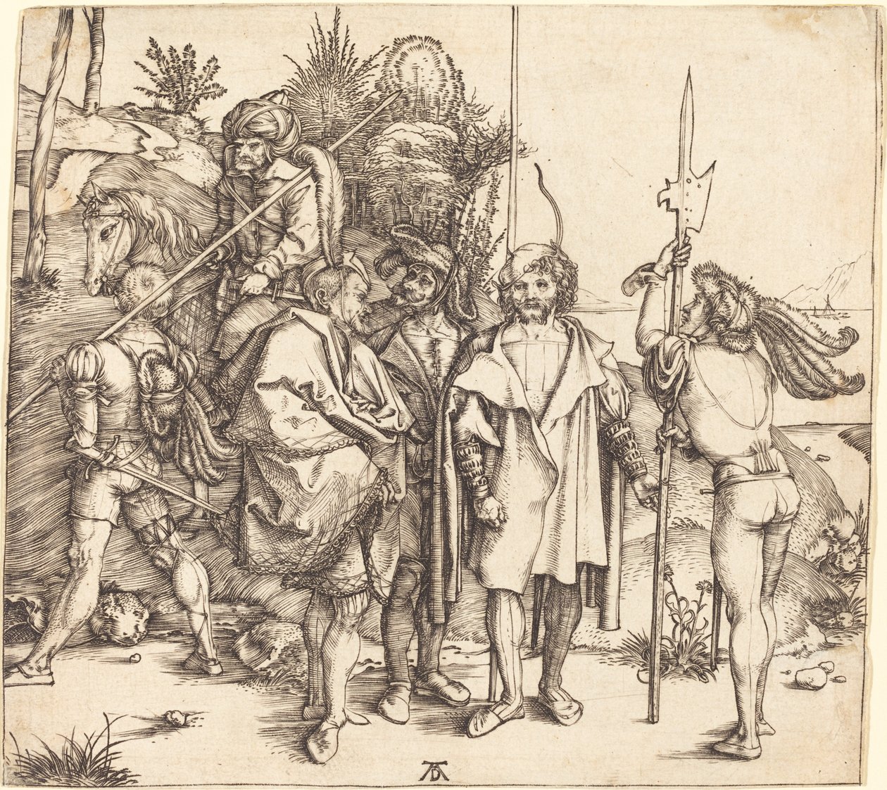 Fünf Soldaten und ein Türke zu Pferd von Albrecht Dürer